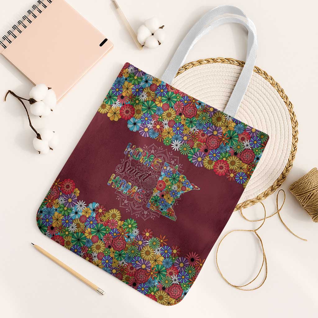 Home Sweet Home Minnesota Flower Christmas Tote Bag Xmas Holiday Patterns - Wonder Print Shop