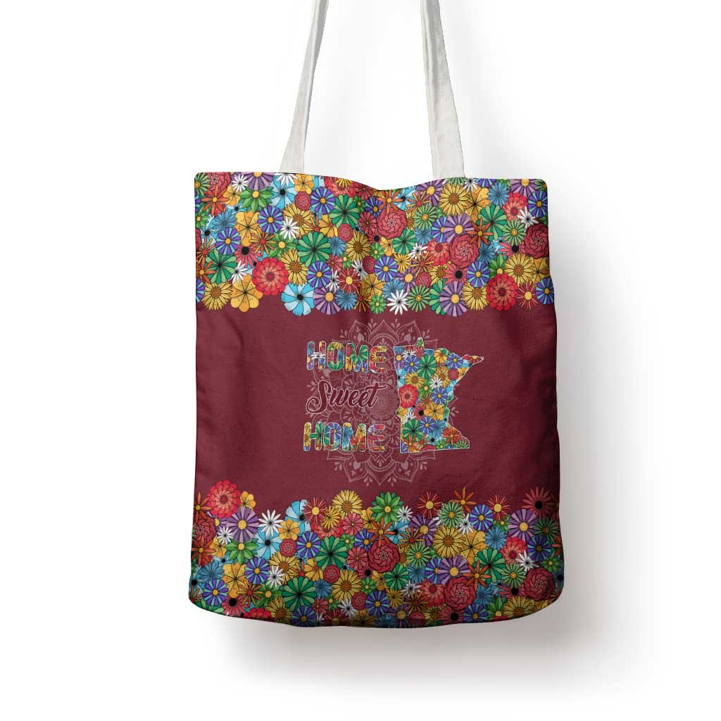 Home Sweet Home Minnesota Flower Christmas Tote Bag Xmas Holiday Patterns - Wonder Print Shop