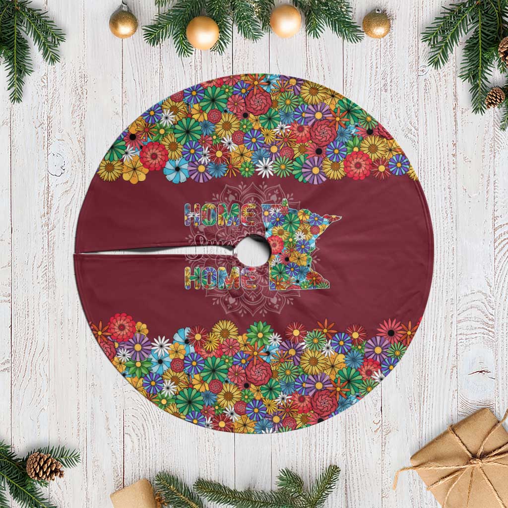 Home Sweet Home Minnesota Flower Christmas Tree Skirt Xmas Holiday Patterns - Wonder Print Shop