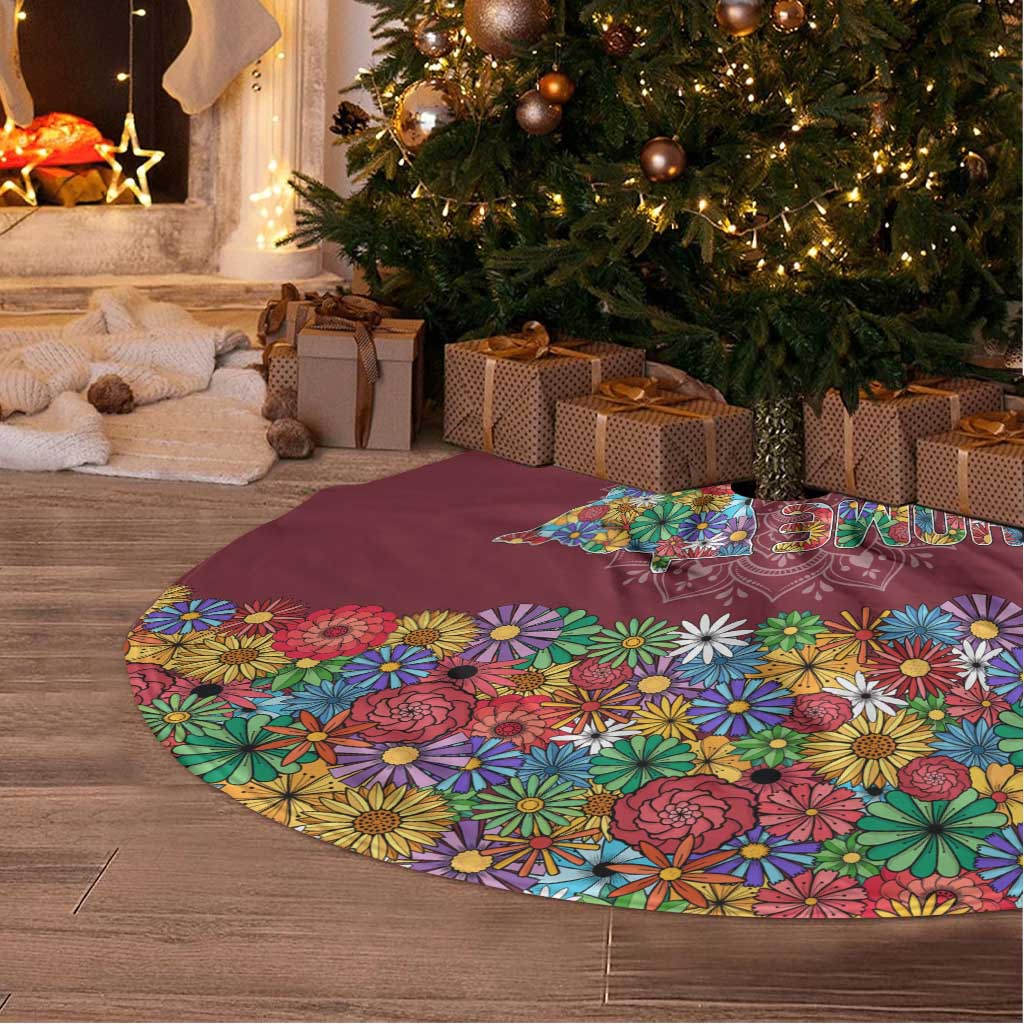 Home Sweet Home Minnesota Flower Christmas Tree Skirt Xmas Holiday Patterns - Wonder Print Shop