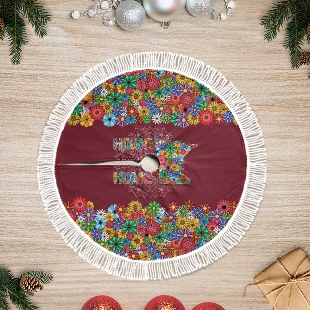 Home Sweet Home Minnesota Flower Christmas Tree Skirt Xmas Holiday Patterns - Wonder Print Shop