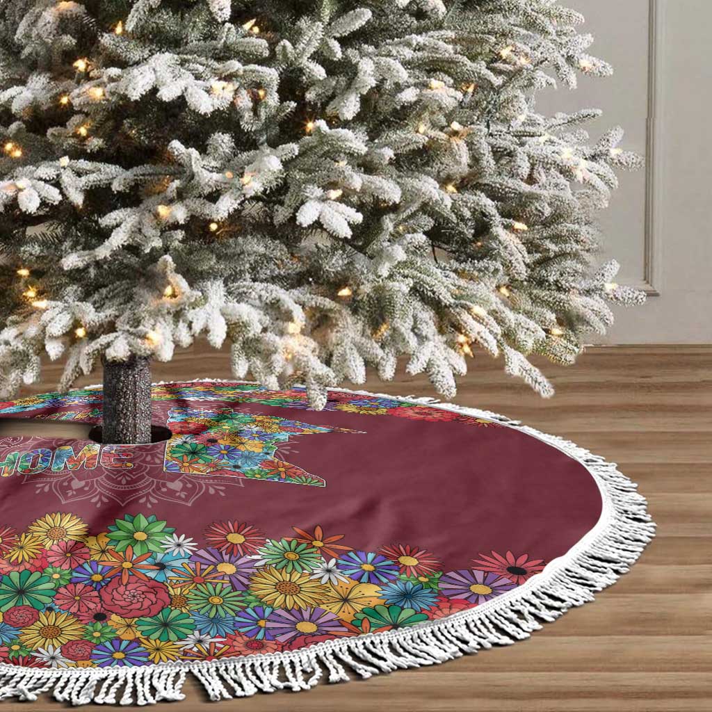 Home Sweet Home Minnesota Flower Christmas Tree Skirt Xmas Holiday Patterns - Wonder Print Shop