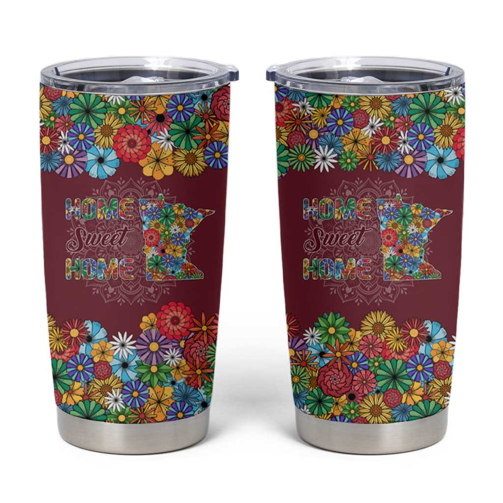 Home Sweet Home Minnesota Flower Christmas Tumbler Cup Xmas Holiday Patterns - Wonder Print Shop