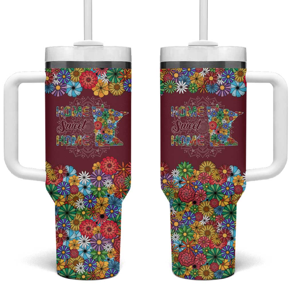 Home Sweet Home Minnesota Flower Christmas Tumbler With Handle Xmas Holiday Patterns - Wonder Print Shop