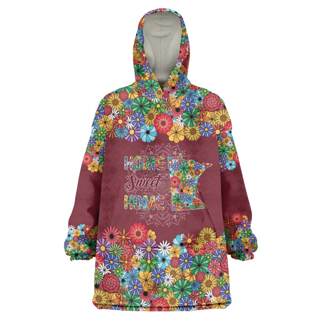 Home Sweet Home Minnesota Flower Christmas Wearable Blanket Hoodie Xmas Holiday Patterns - Wonder Print Shop