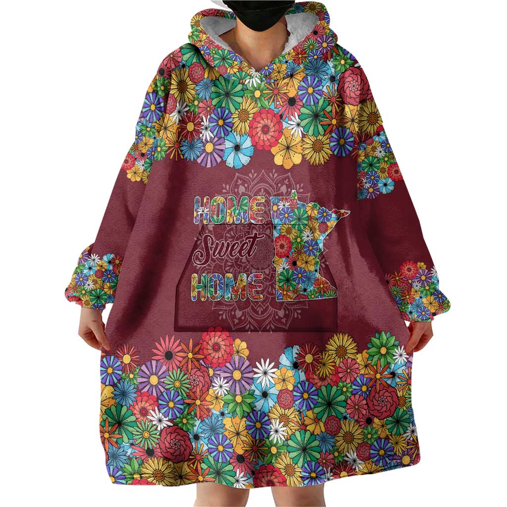 Home Sweet Home Minnesota Flower Christmas Wearable Blanket Hoodie Xmas Holiday Patterns - Wonder Print Shop