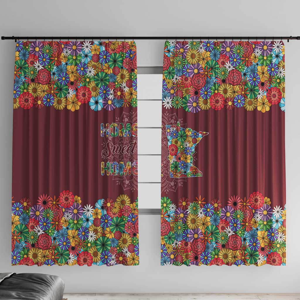 Home Sweet Home Minnesota Flower Christmas Window Curtain Xmas Holiday Patterns - Wonder Print Shop