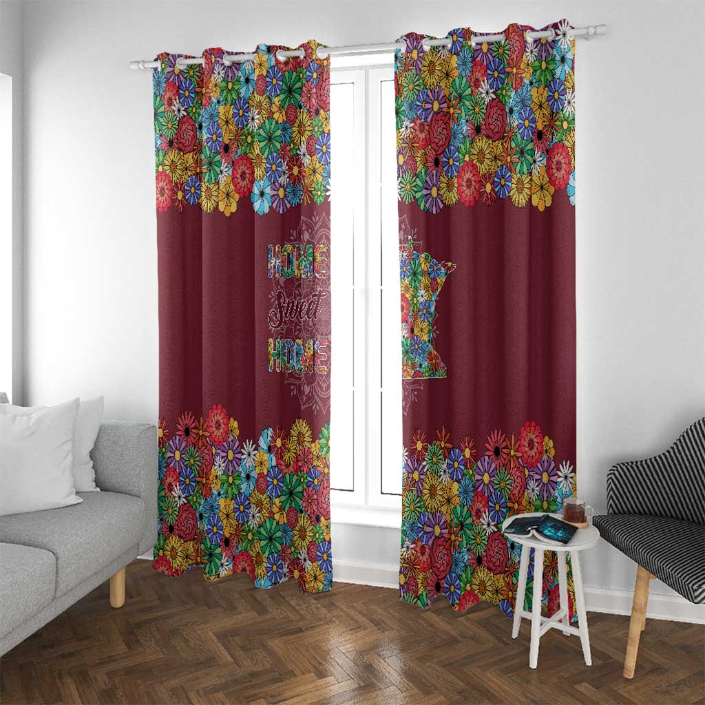 Home Sweet Home Minnesota Flower Christmas Window Curtain Xmas Holiday Patterns - Wonder Print Shop