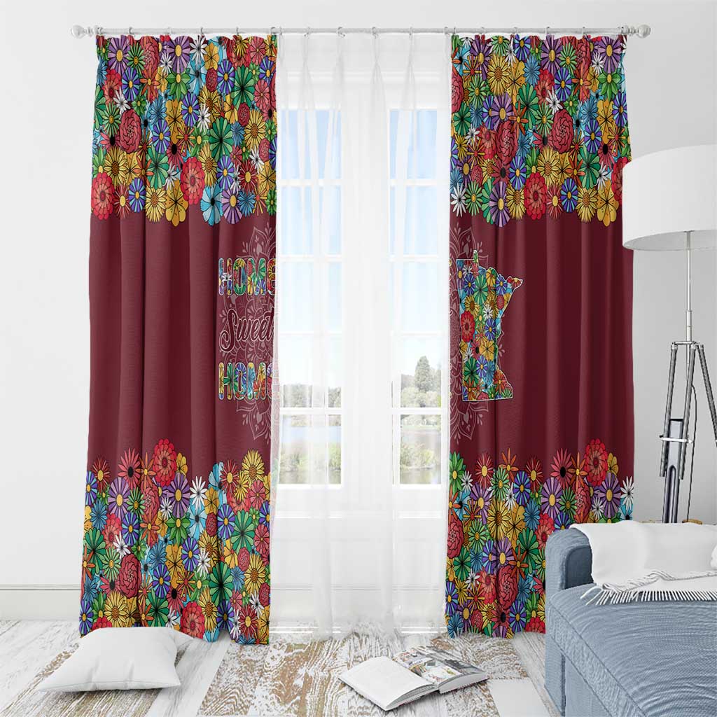 Home Sweet Home Minnesota Flower Christmas Window Curtain Xmas Holiday Patterns - Wonder Print Shop