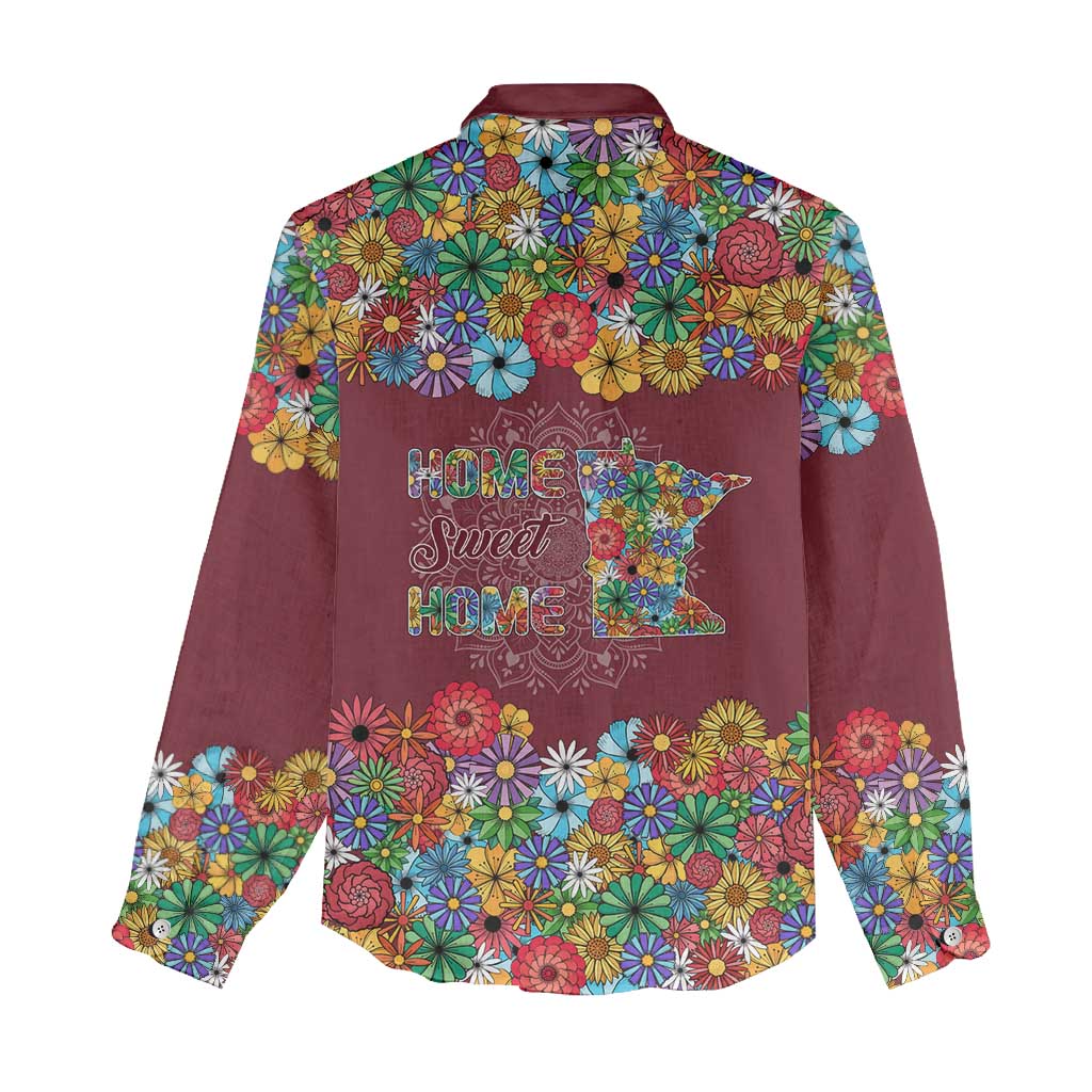 Home Sweet Home Minnesota Flower Christmas Women Casual Shirt Xmas Holiday Patterns - Wonder Print Shop