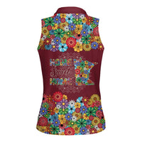 Home Sweet Home Minnesota Flower Christmas Women Sleeveless Polo Shirt Xmas Holiday Patterns - Wonder Print Shop