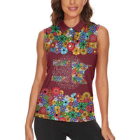 Home Sweet Home Minnesota Flower Christmas Women Sleeveless Polo Shirt Xmas Holiday Patterns - Wonder Print Shop