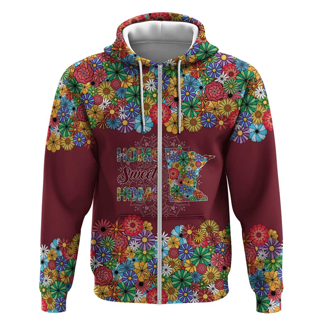 Home Sweet Home Minnesota Flower Christmas Zip Hoodie Xmas Holiday Patterns - Wonder Print Shop