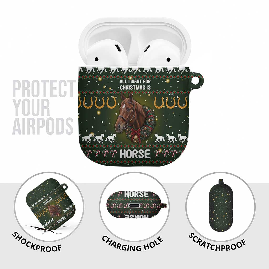 Horse All I Need For Christmas Christmas AirPods Case Xmas Holiday Patterns - Wonder Print Shop