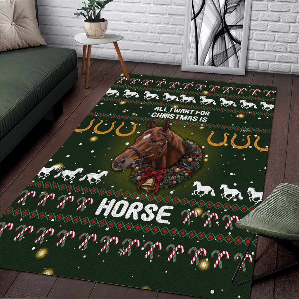 Horse All I Need For Christmas Christmas Area Rug Xmas Holiday Patterns - Wonder Print Shop