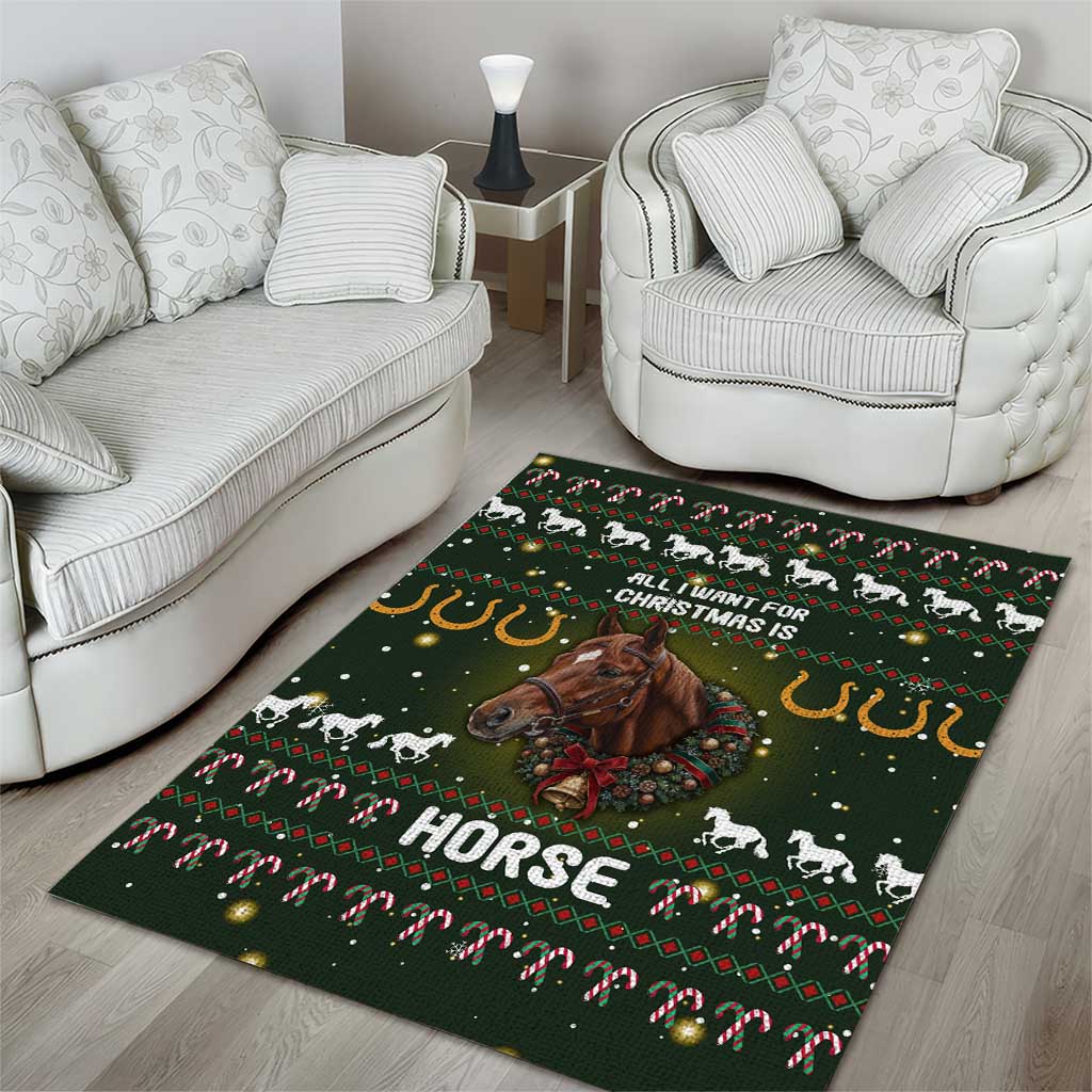Horse All I Need For Christmas Christmas Area Rug Xmas Holiday Patterns - Wonder Print Shop