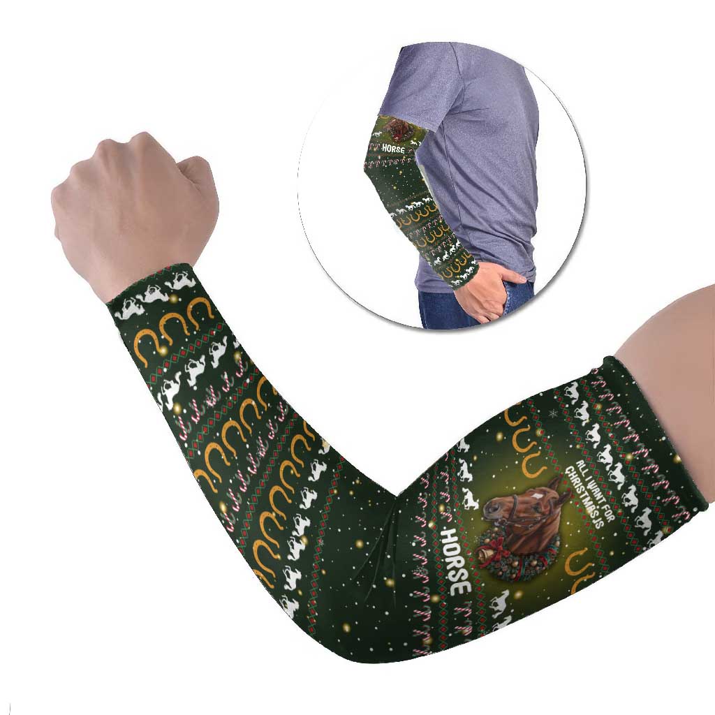 Horse All I Need For Christmas Christmas Arm Sleeves Xmas Holiday Patterns - Wonder Print Shop