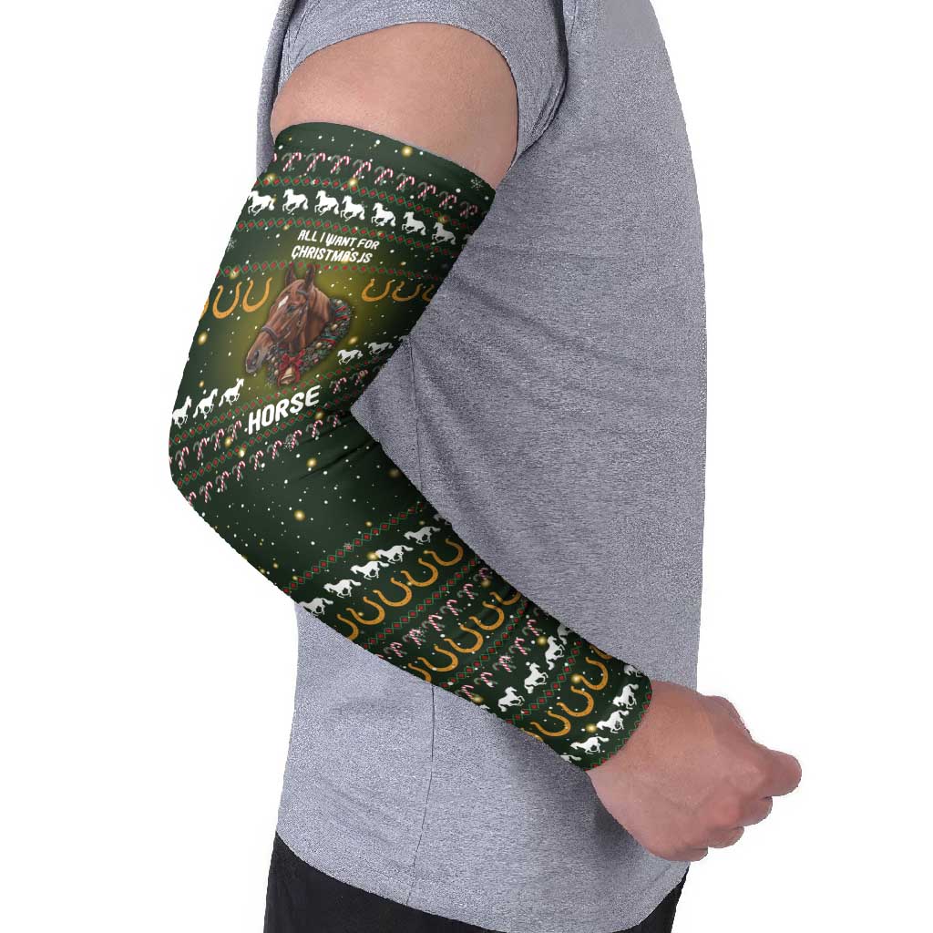 Horse All I Need For Christmas Christmas Arm Sleeves Xmas Holiday Patterns - Wonder Print Shop