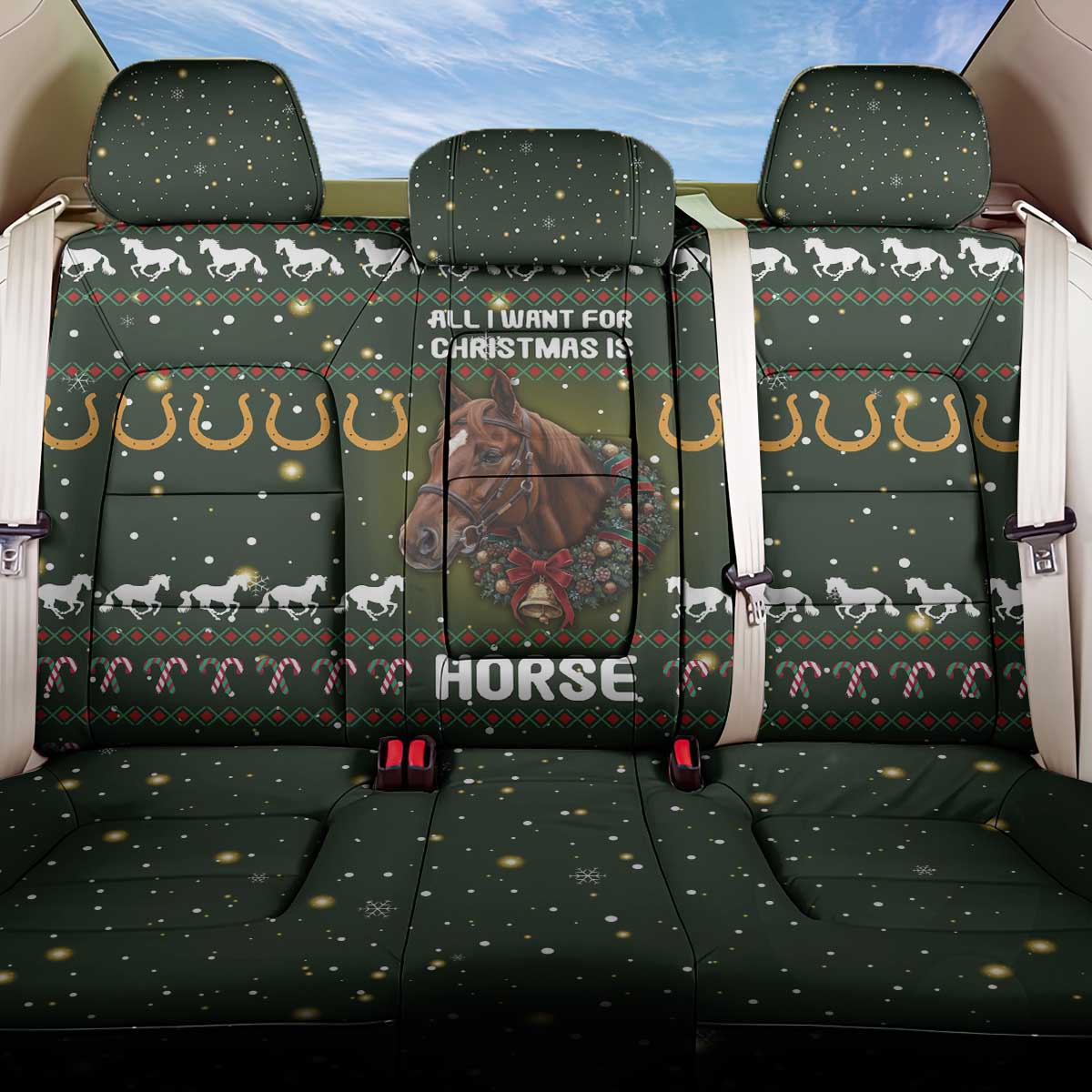 Horse All I Need For Christmas Christmas Back Car Seat Cover Xmas Holiday Patterns - Wonder Print Shop