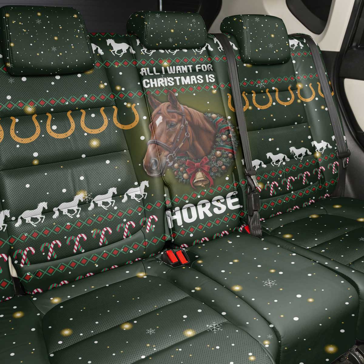 Horse All I Need For Christmas Christmas Back Car Seat Cover Xmas Holiday Patterns - Wonder Print Shop