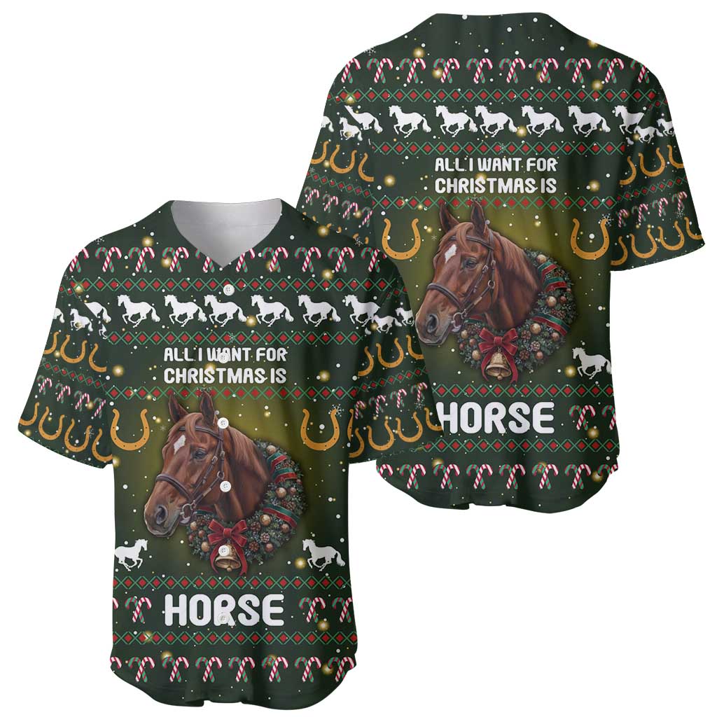 Horse All I Need For Christmas Christmas Baseball Jersey Xmas Holiday Patterns - Wonder Print Shop