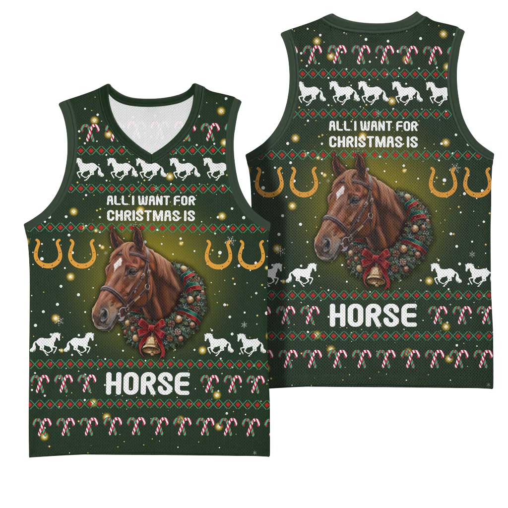 Horse All I Need For Christmas Christmas Basketball Jersey Xmas Holiday Patterns - Wonder Print Shop
