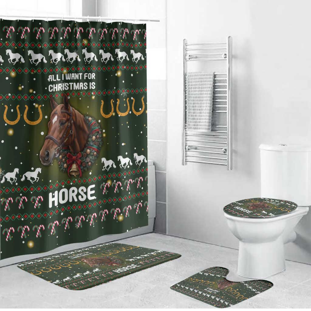 Horse All I Need For Christmas Christmas Bathroom Set Xmas Holiday Patterns - Wonder Print Shop