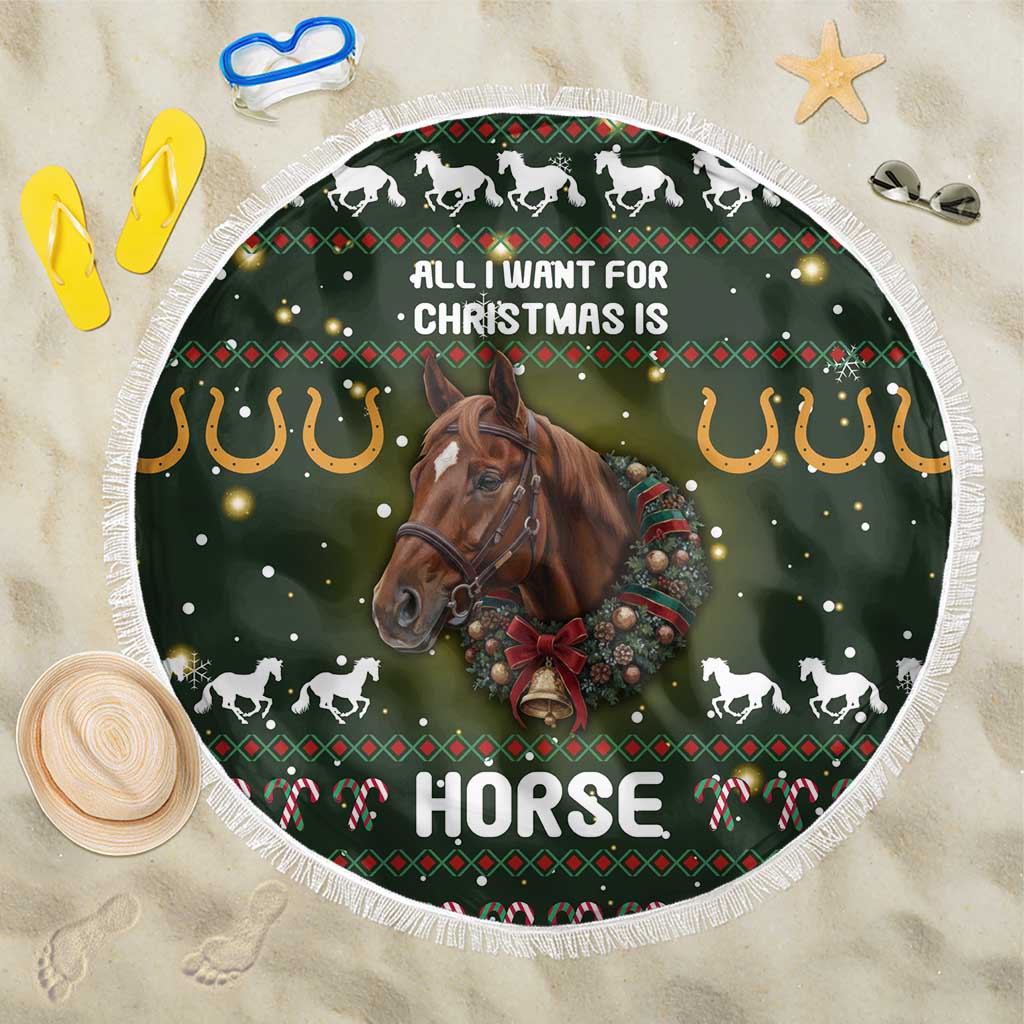Horse All I Need For Christmas Christmas Beach Blanket Xmas Holiday Patterns - Wonder Print Shop