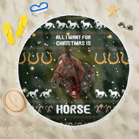 Horse All I Need For Christmas Christmas Beach Blanket Xmas Holiday Patterns - Wonder Print Shop