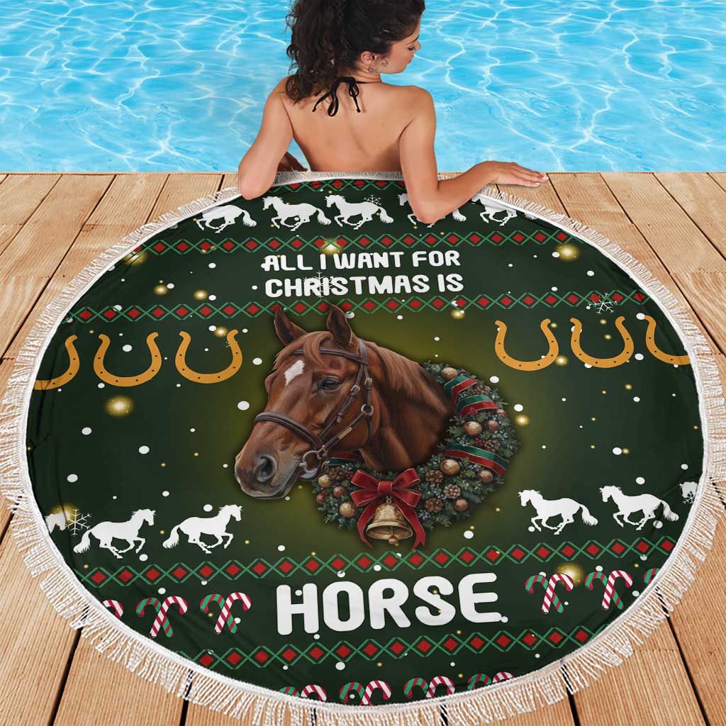 Horse All I Need For Christmas Christmas Beach Blanket Xmas Holiday Patterns - Wonder Print Shop