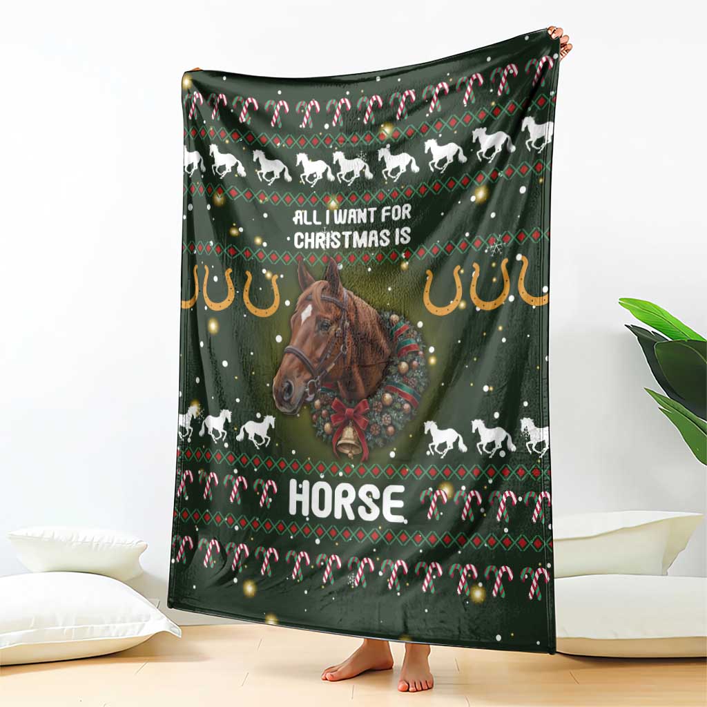 Horse All I Need For Christmas Christmas Blanket Xmas Holiday Patterns - Wonder Print Shop