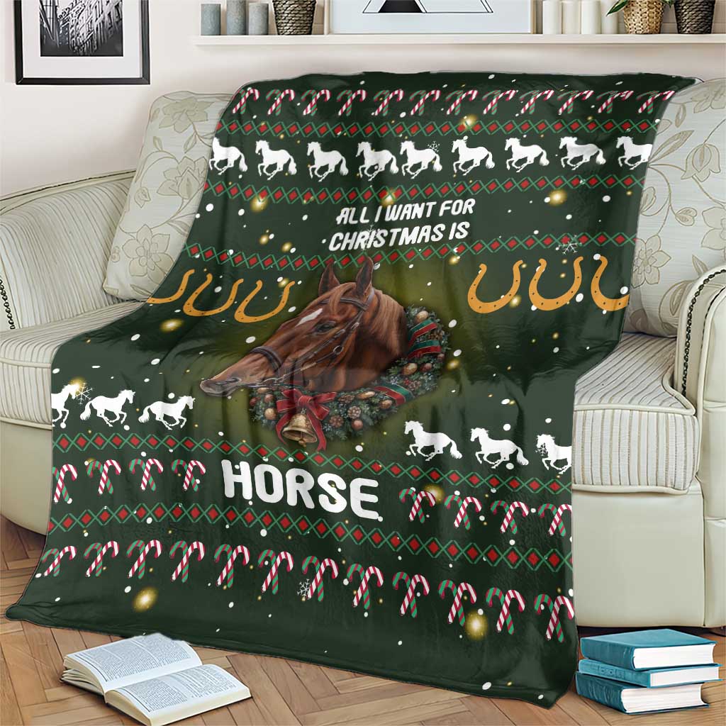 Horse All I Need For Christmas Christmas Blanket Xmas Holiday Patterns - Wonder Print Shop
