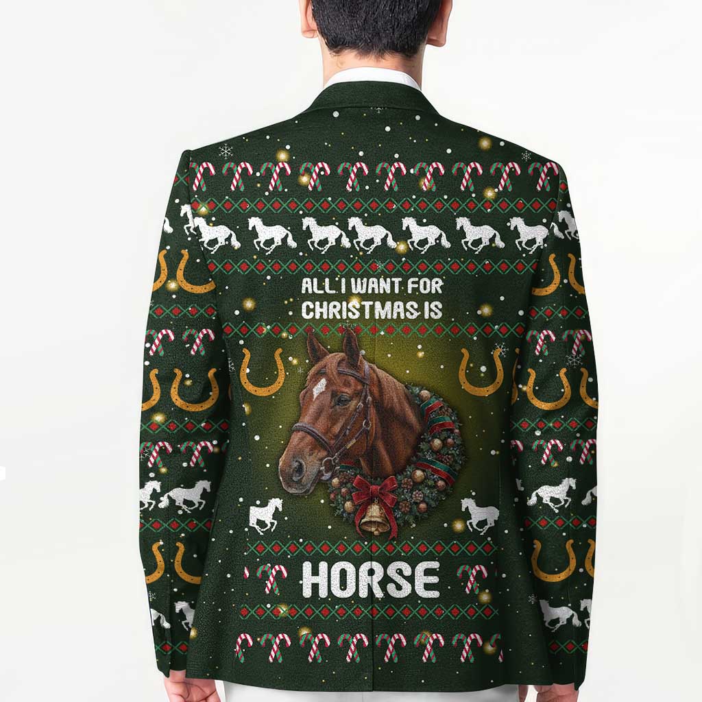 Horse All I Need For Christmas Christmas Blazer Xmas Holiday Patterns - Wonder Print Shop