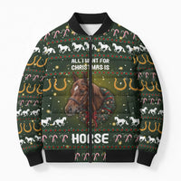 Horse All I Need For Christmas Christmas Bomber Puffer Jacket Xmas Holiday Patterns - Wonder Print Shop