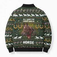 Horse All I Need For Christmas Christmas Bomber Puffer Jacket Xmas Holiday Patterns - Wonder Print Shop