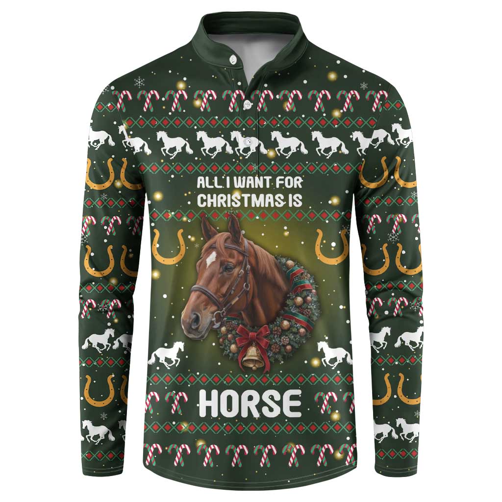 Horse All I Need For Christmas Christmas Button Sweatshirt Xmas Holiday Patterns - Wonder Print Shop