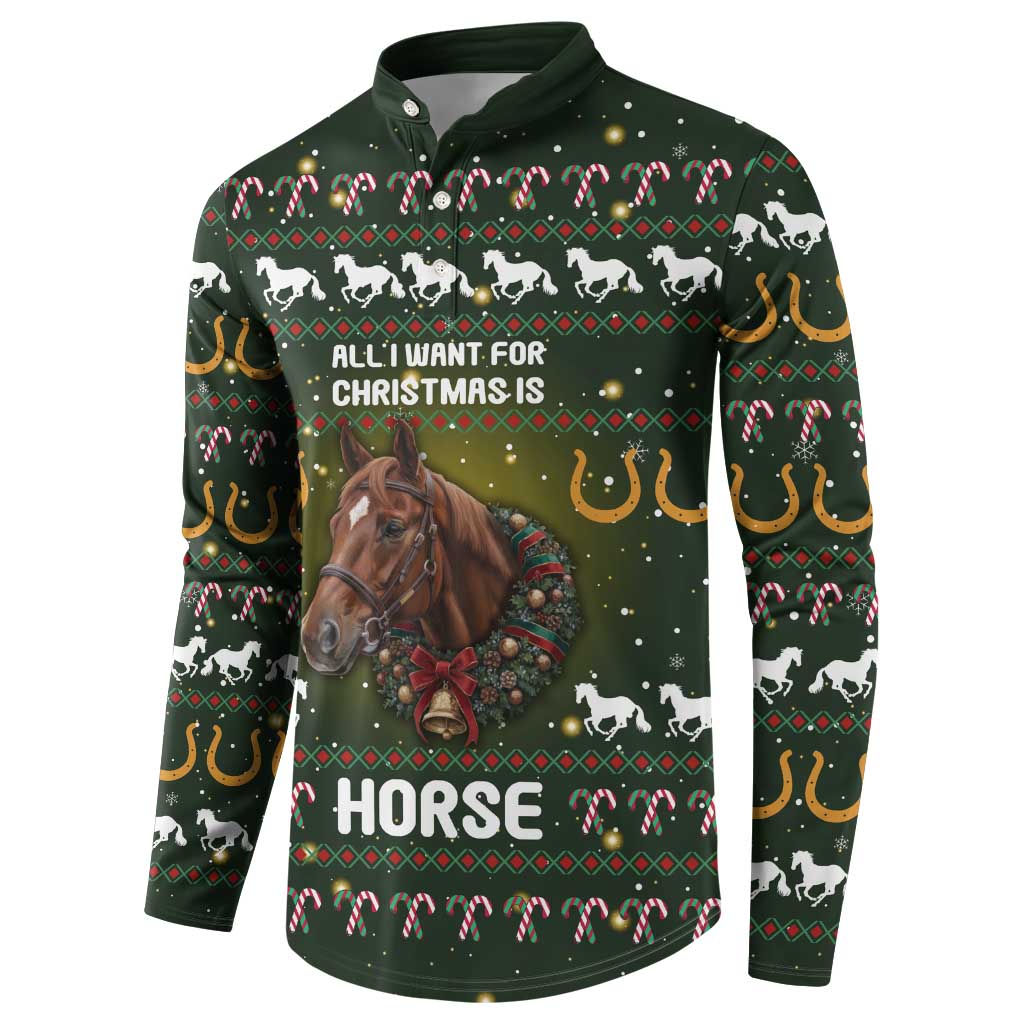 Horse All I Need For Christmas Christmas Button Sweatshirt Xmas Holiday Patterns - Wonder Print Shop