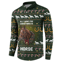 Horse All I Need For Christmas Christmas Button Sweatshirt Xmas Holiday Patterns - Wonder Print Shop