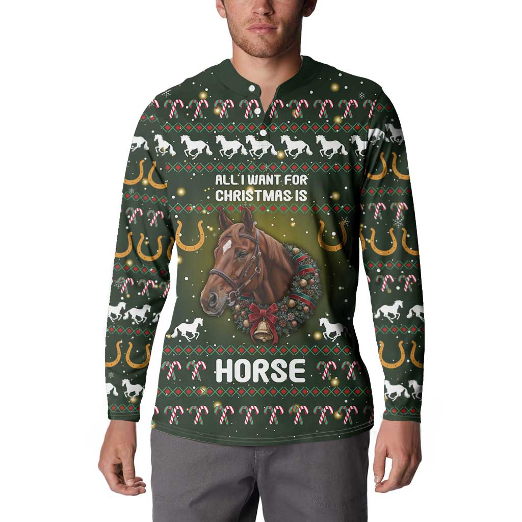 Horse All I Need For Christmas Christmas Button Sweatshirt Xmas Holiday Patterns - Wonder Print Shop