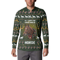 Horse All I Need For Christmas Christmas Button Sweatshirt Xmas Holiday Patterns - Wonder Print Shop