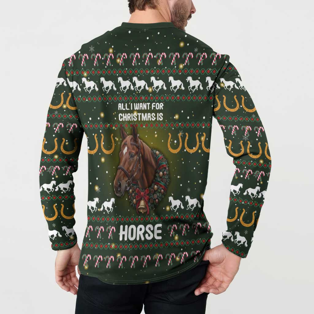 Horse All I Need For Christmas Christmas Button Sweatshirt Xmas Holiday Patterns - Wonder Print Shop