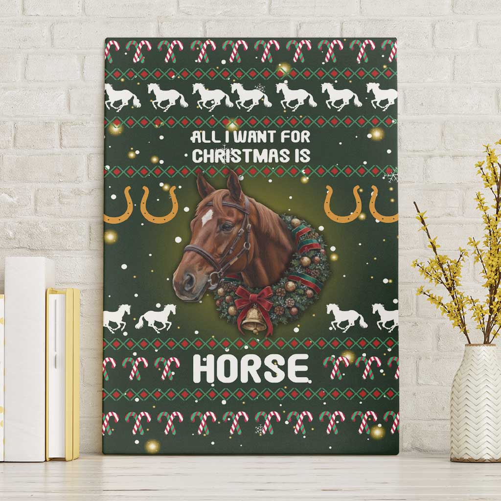 Horse All I Need For Christmas Christmas Canvas Wall Art Xmas Holiday Patterns - Wonder Print Shop