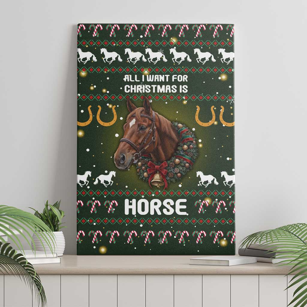 Horse All I Need For Christmas Christmas Canvas Wall Art Xmas Holiday Patterns - Wonder Print Shop