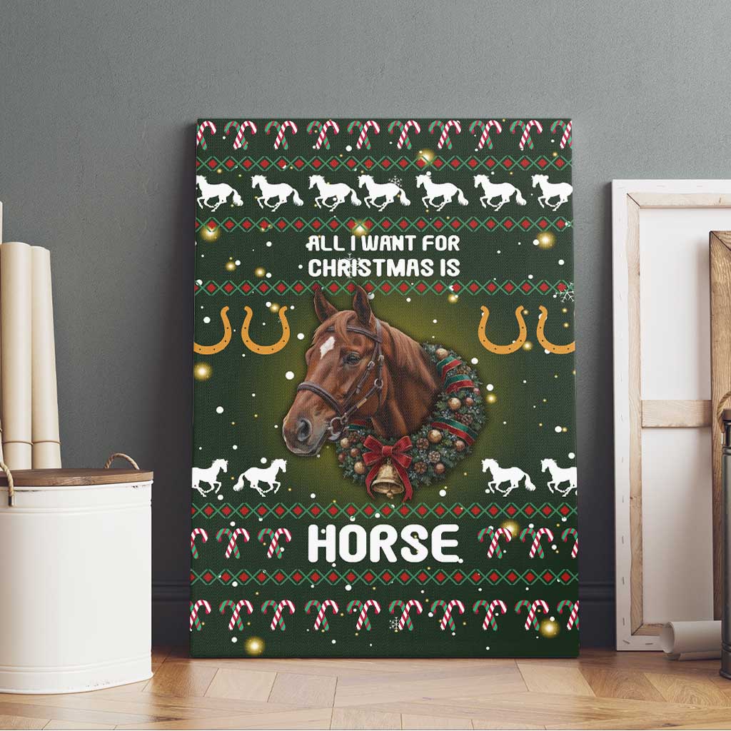 Horse All I Need For Christmas Christmas Canvas Wall Art Xmas Holiday Patterns - Wonder Print Shop