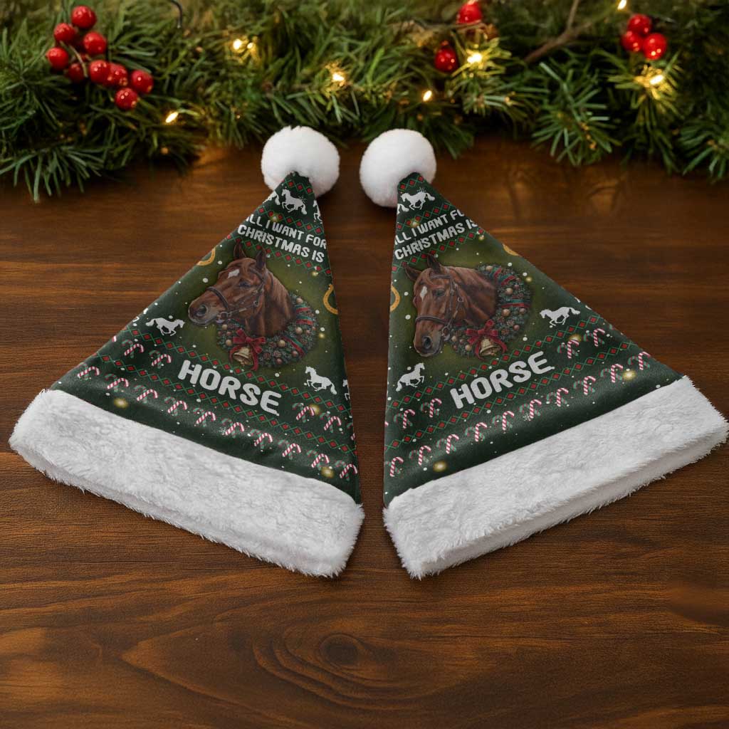 Horse All I Need For Christmas Christmas Santa Hat Xmas Holiday Patterns - Wonder Print Shop