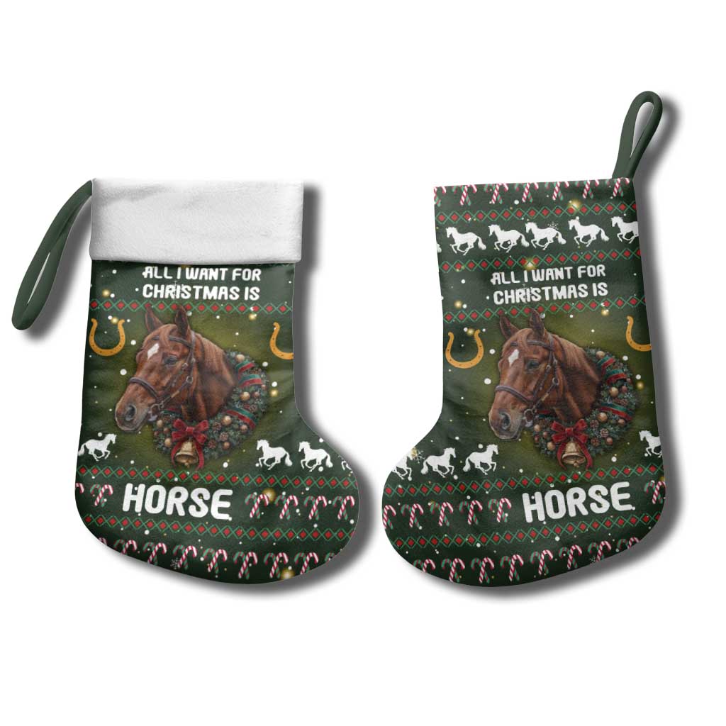 Horse All I Need For Christmas Christmas Stocking Xmas Holiday Patterns - Wonder Print Shop