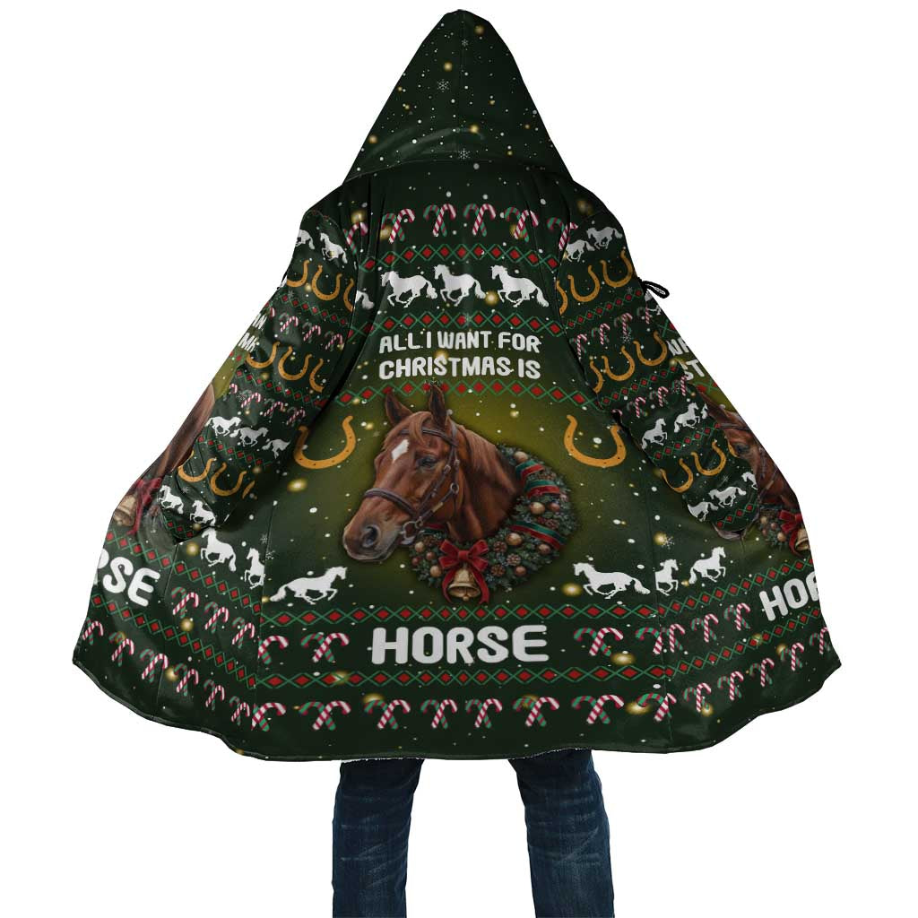 Horse All I Need For Christmas Christmas Cloak Xmas Holiday Patterns - Wonder Print Shop