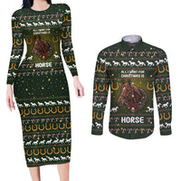 Horse All I Need For Christmas Christmas Couples Matching Long Sleeve Bodycon Dress and Long Sleeve Button Shirt Xmas Holiday Patterns - Wonder Print Shop