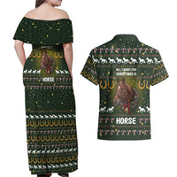Horse All I Need For Christmas Christmas Couples Matching Off Shoulder Maxi Dress and Hawaiian Shirt Xmas Holiday Patterns - Wonder Print Shop