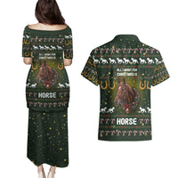 Horse All I Need For Christmas Christmas Couples Matching Puletasi and Hawaiian Shirt Xmas Holiday Patterns - Wonder Print Shop